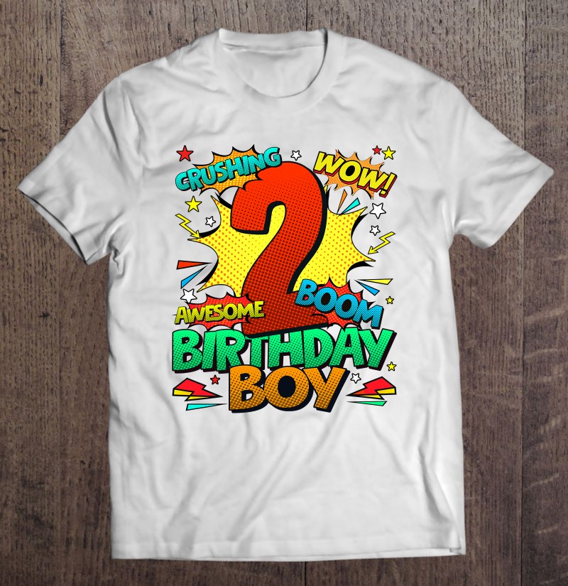 2Nd Birthday Kids Comic Style Kids Boys 2Nd Birthday Shirt