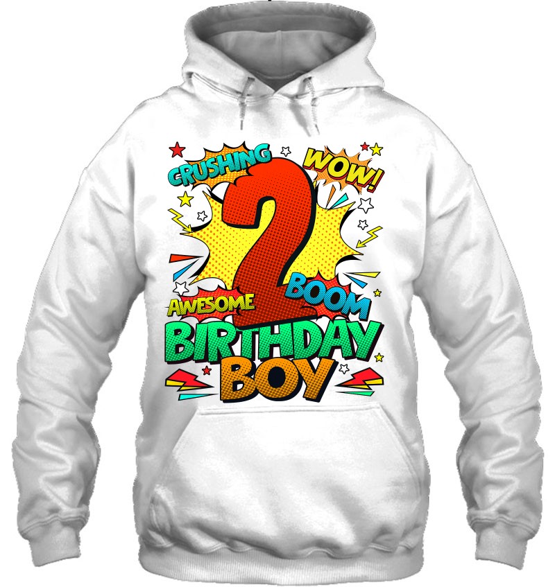 2Nd Birthday Kids Comic Style Kids Boys 2Nd Birthday Hoodie
