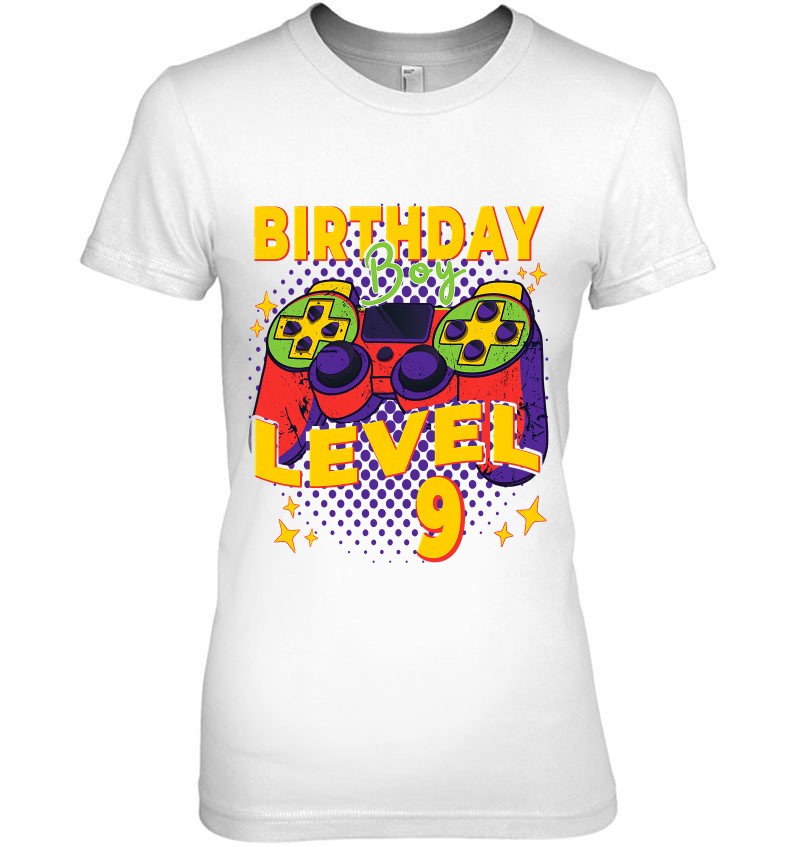 Birthday Boy Shirt 9 Years Old Gamer Ladies Tee