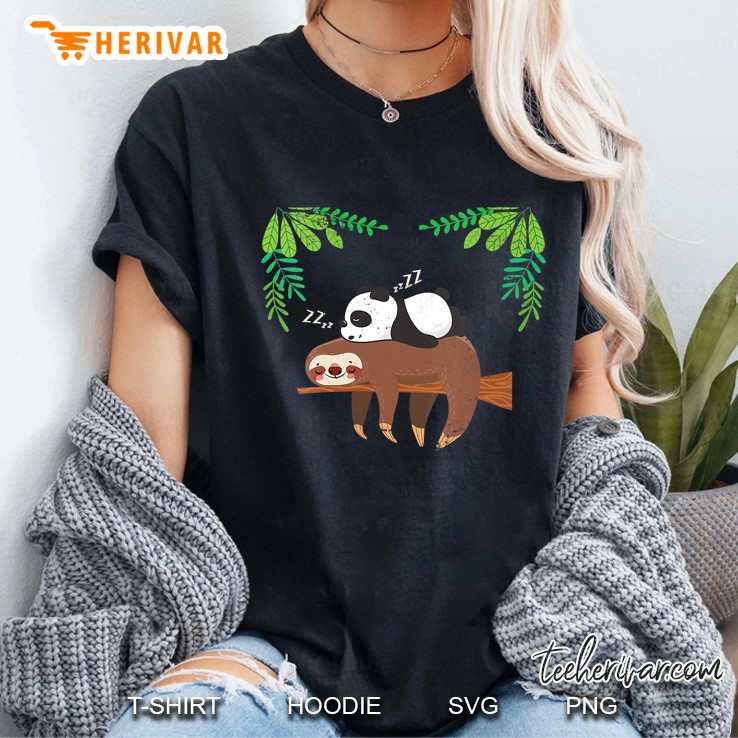 Womens Sleeping Panda Sloth Animal Ladies Tee