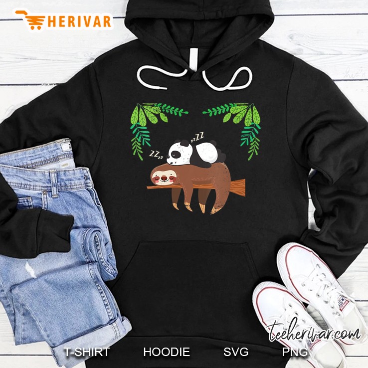 Womens Sleeping Panda Sloth Animal Hoodie