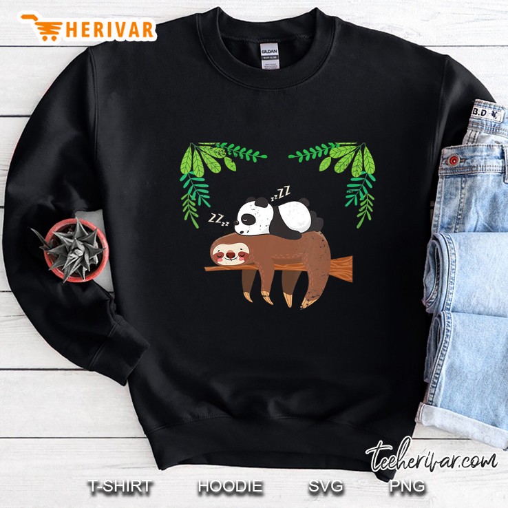 Womens Sleeping Panda Sloth Animal Sweatshirt