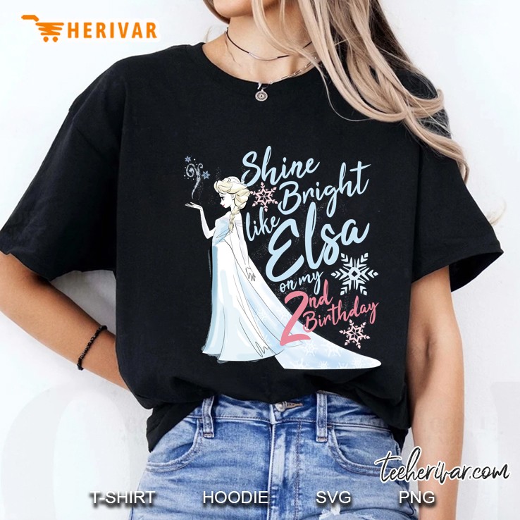 Frozen Elsa Shine Bright On My 2Nd Birthday Ladies Tee