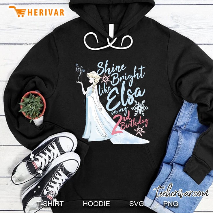 Frozen Elsa Shine Bright On My 2Nd Birthday Hoodie