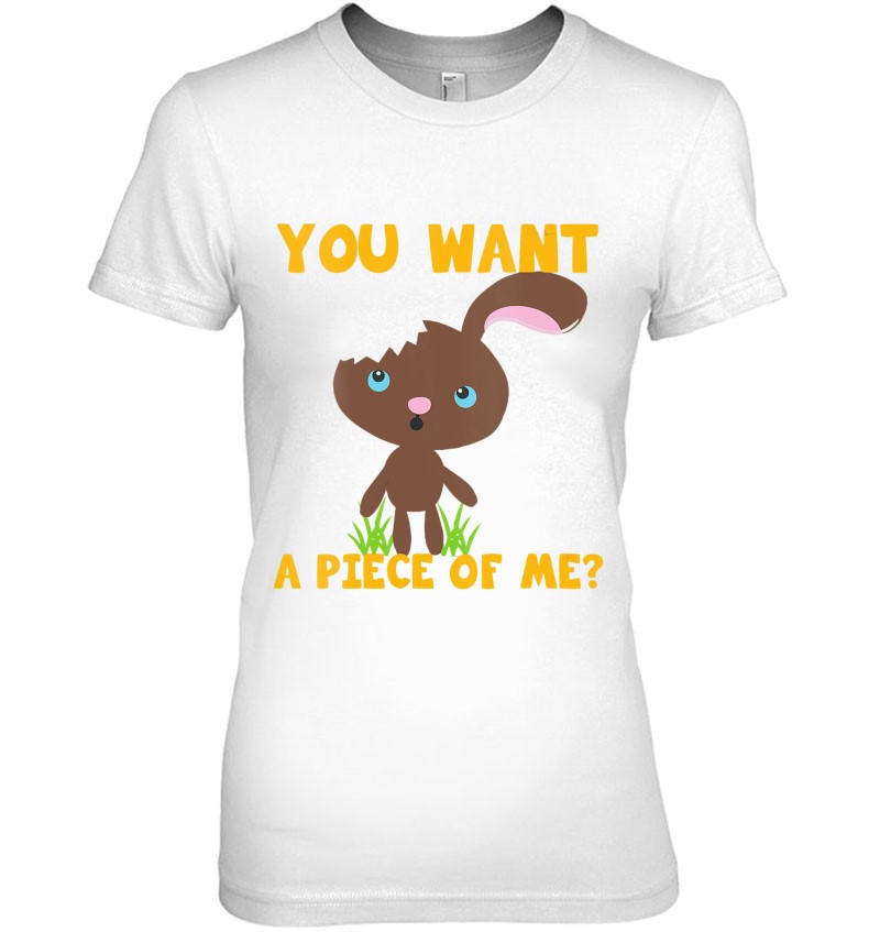 Womens Chocolate Bunny You Want A Piece Of Me Funny Easter Meme V-Neck Mugs