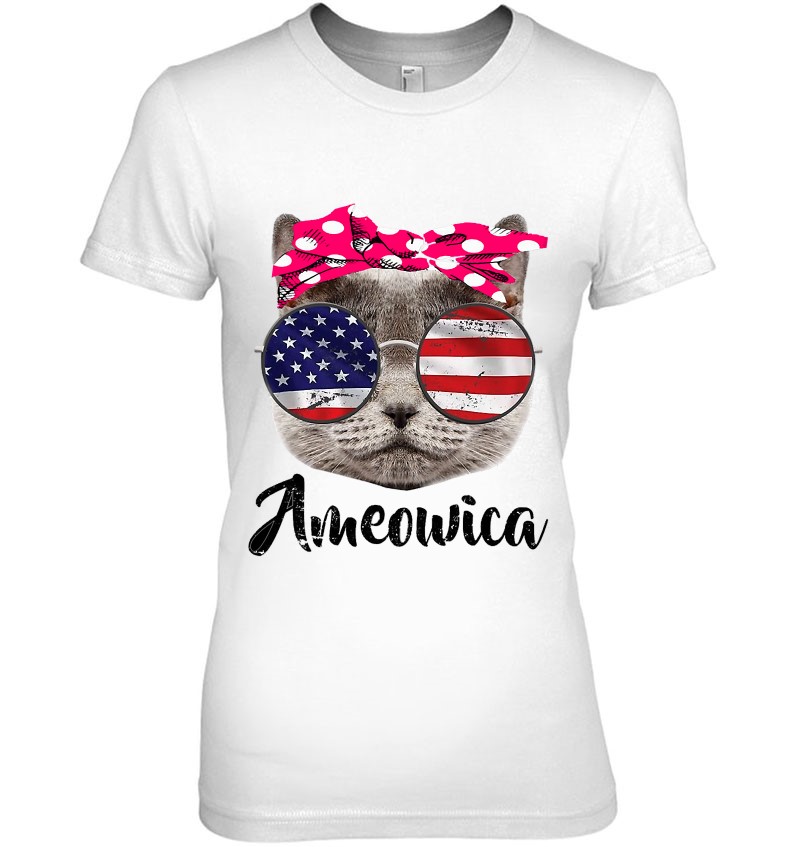 Ameowica 4Th Of July Meow Cat Party America Flag T-Shirts, Hoodies, SVG ...