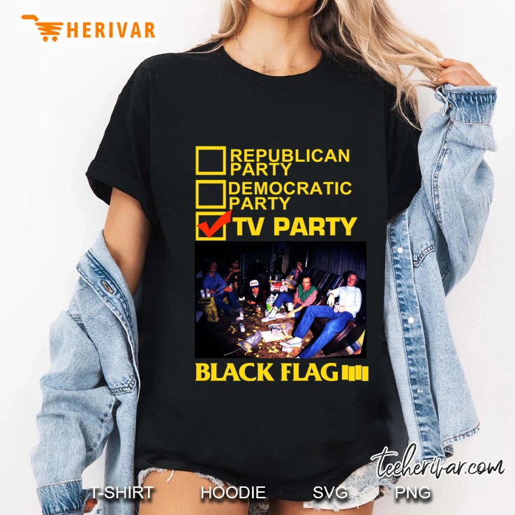 Republican Party Democratic Party Tv Party Black Flag Ladies Tee