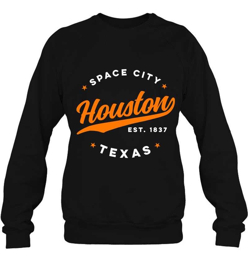 Vintage Houston Texas Space City Orange Text Sweatshirt