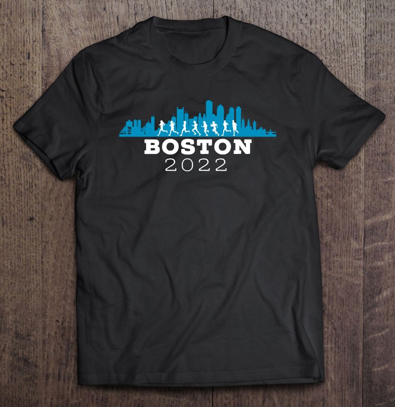 Boston 2022 Skyline Marathon Shirt Blue