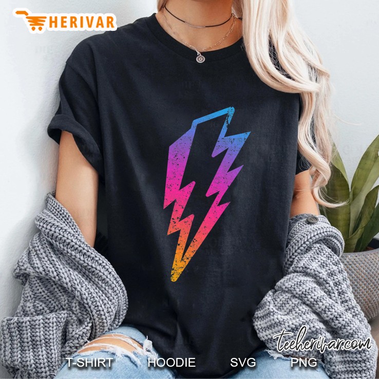 Multicolor Lightnings Powerful Distressed Bolts Unisex Ladies Tee