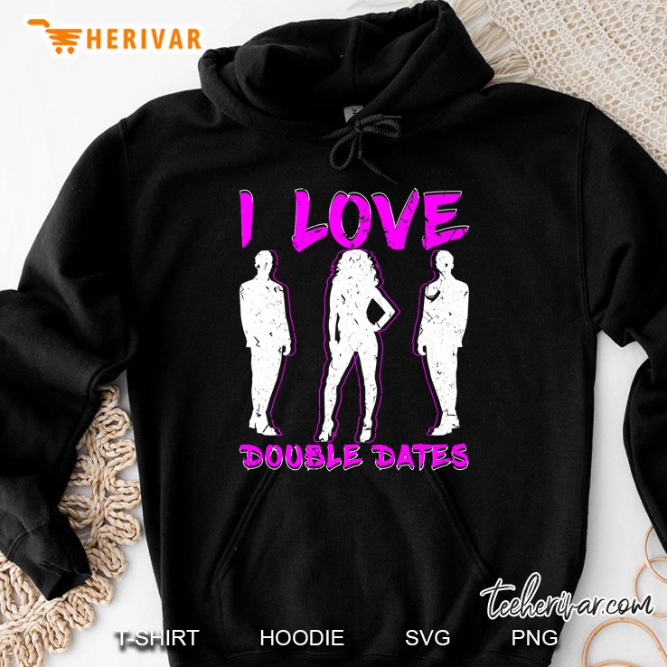 I Love Double Dates Threesome Swinger Hotwife Poly Premium Hoodie