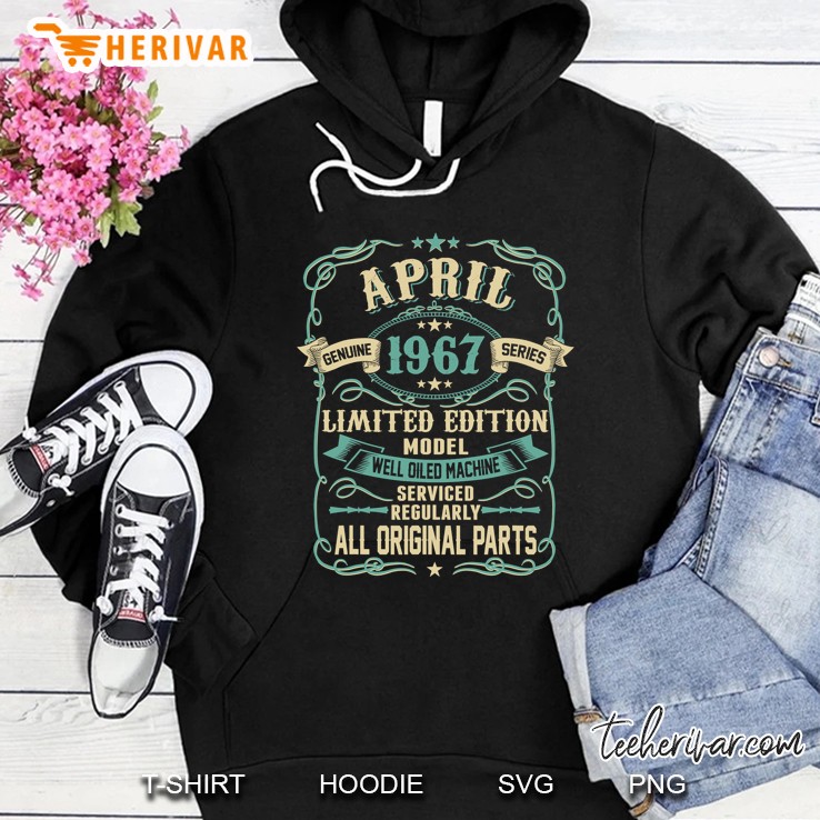 Retro Vintage Made In April 1967 55Th Years Old Birthday Hoodie