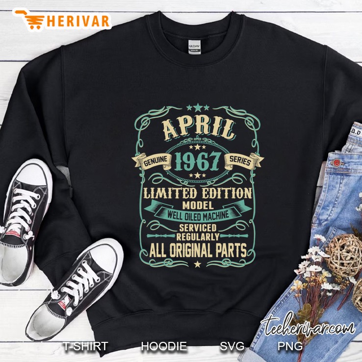 Retro Vintage Made In April 1967 55Th Years Old Birthday Sweatshirt