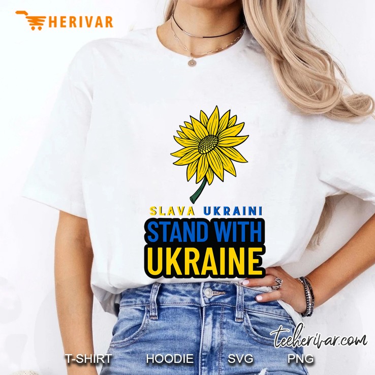 Slava Ukraini Stand With Ukraine Sunflower Mens Womens Kid Ladies Tee
