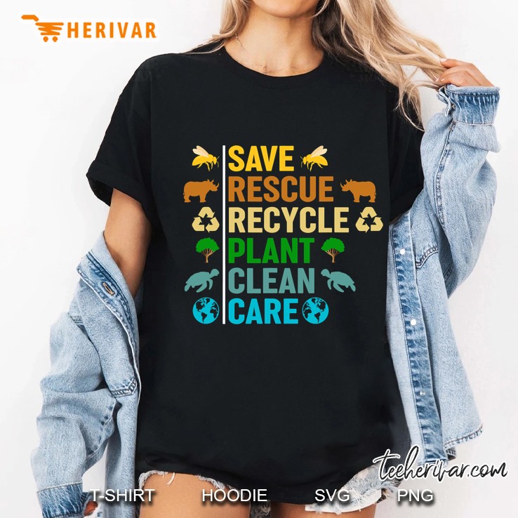 Earth Day Planet Save Bees Rescue Animals Recycled Plastic Ladies Tee