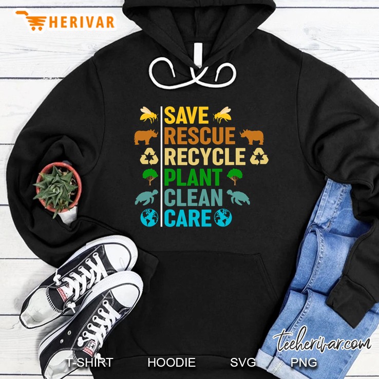 Earth Day Planet Save Bees Rescue Animals Recycled Plastic Hoodie