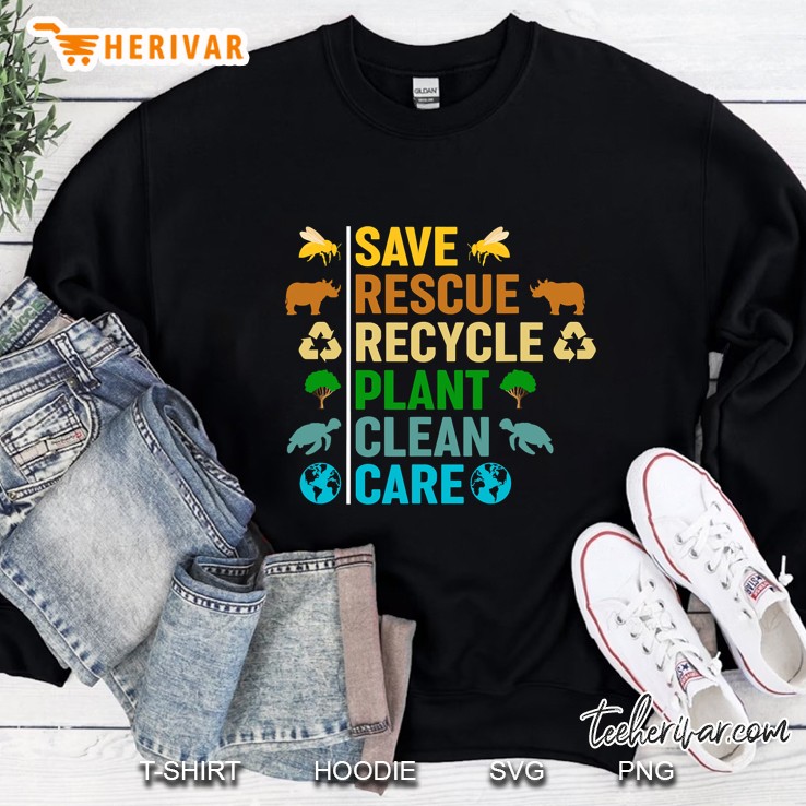 Earth Day Planet Save Bees Rescue Animals Recycled Plastic Sweatshirt