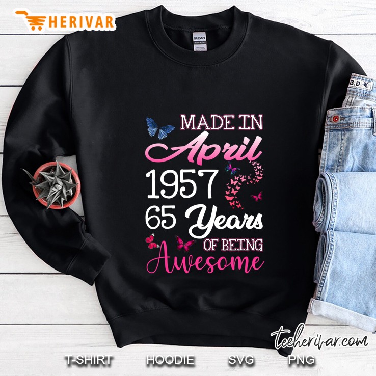 Floral 65 Birthday Made In April 1957 65 Years Old Sweatshirt