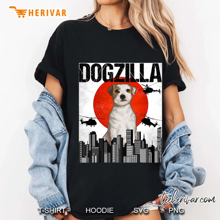 Funny Vintage Japanese Dogzilla Parson Russell Terrier Ladies Tee
