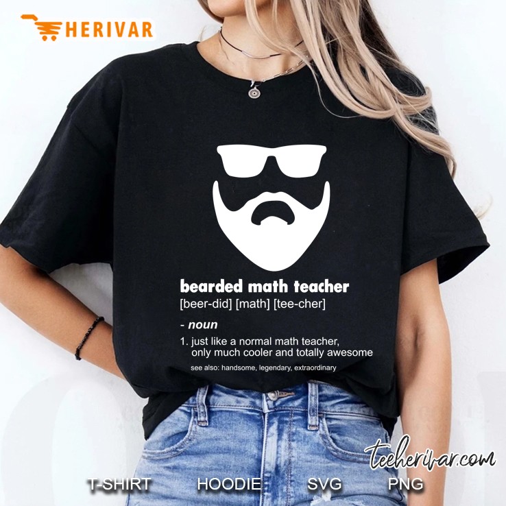 Mens Bearded Math Teacher Shirt Funny Cool Best Math Teacher Gift Ladies Tee