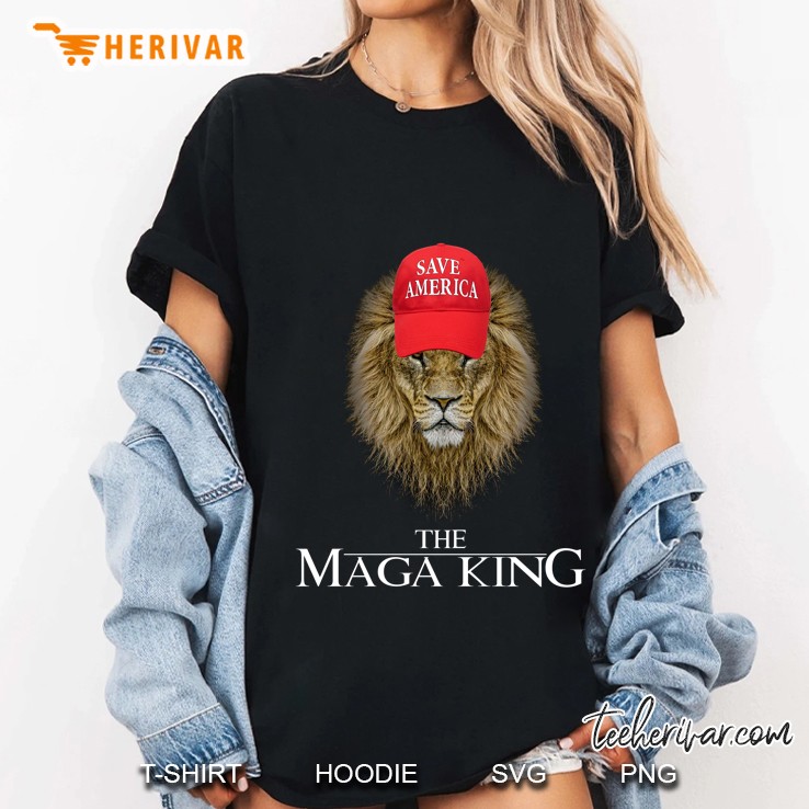The Maga King Trump Lion Wearing Save America Hat Ladies Tee