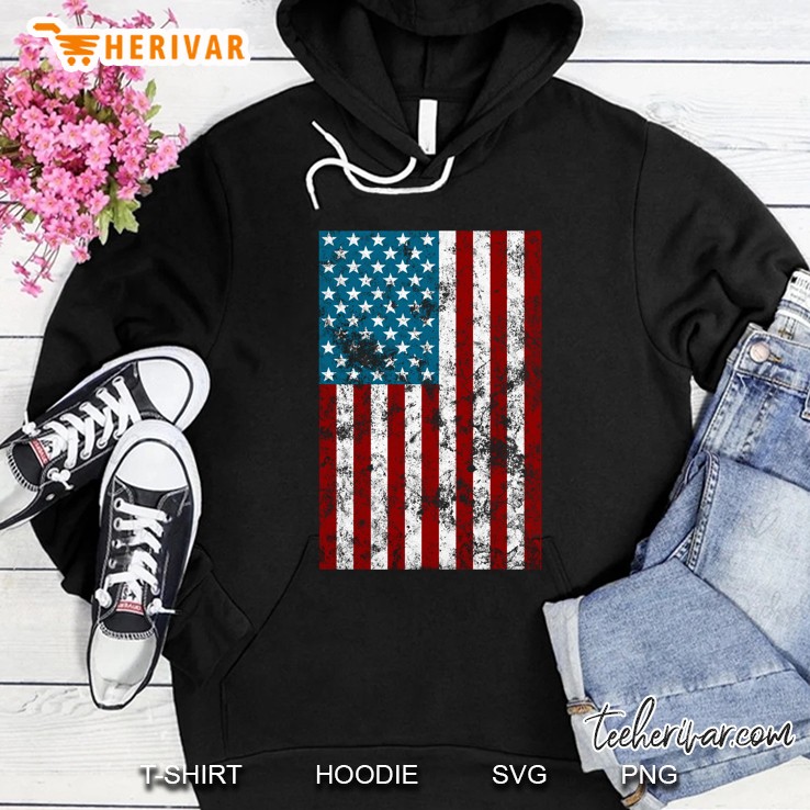 Retro Style 4Th July Usa Patriotic Distressed America Flag Hoodie