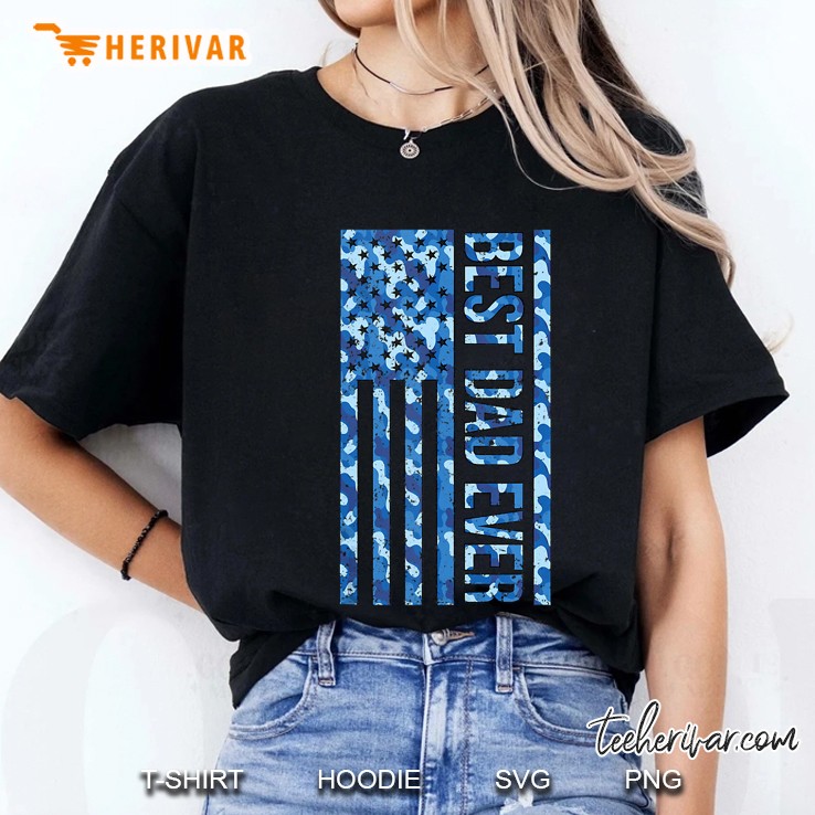 Best Dad Ever With Us American Flag Awesome Dads Family Ladies Tee