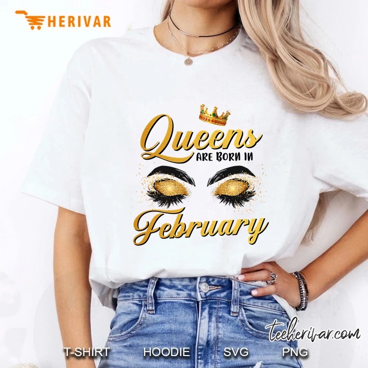 Queens Are Born In February Birthday Queen Ladies Tee