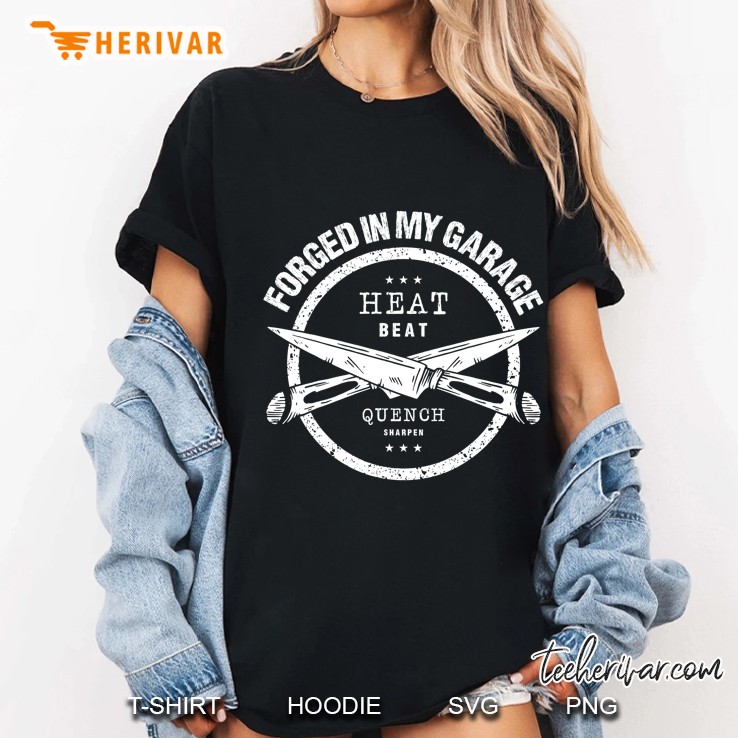 Forged In My Garage Sharpen Steel Bar Sledge Iron Blacksmith Ladies Tee