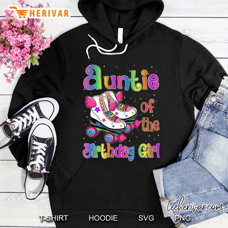 Auntie Birthday Girl Rolling Skate Birthday Family Party Hoodie