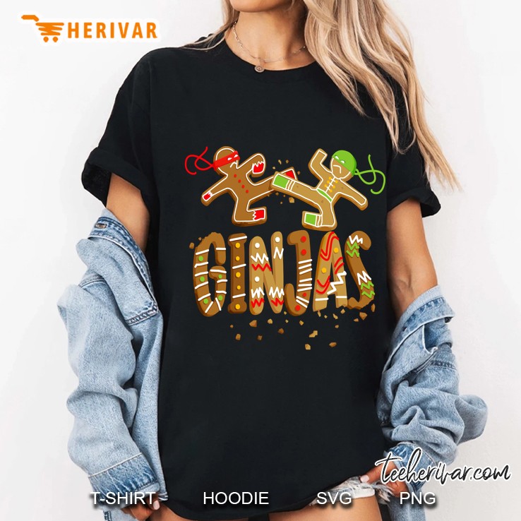 Ginjas Gingerbread Ninjas Funny Christmas Treats Ladies Tee