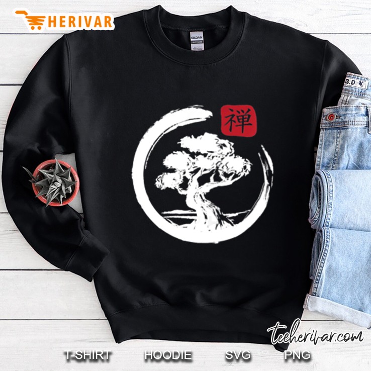 Bonsai Tree Japan Enso Zen Circle Kanji Bonsai Plant Sweatshirt