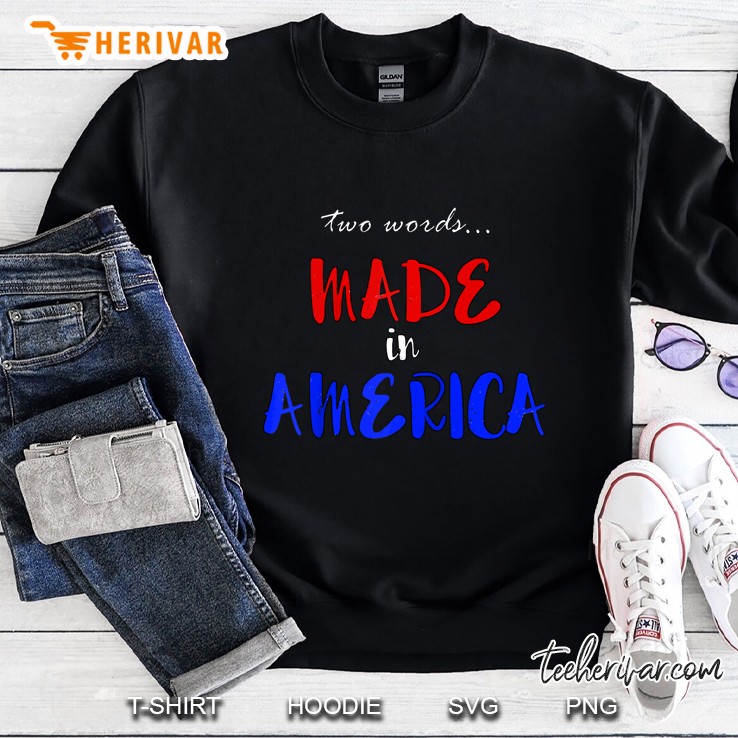 Two Words Made In America Funny President Bidens Pilosa Raglan Baseball Sweatshirt