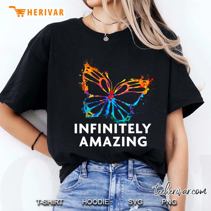 Red Instead Autism - Infinitely Amazing Butterfly Ladies Tee