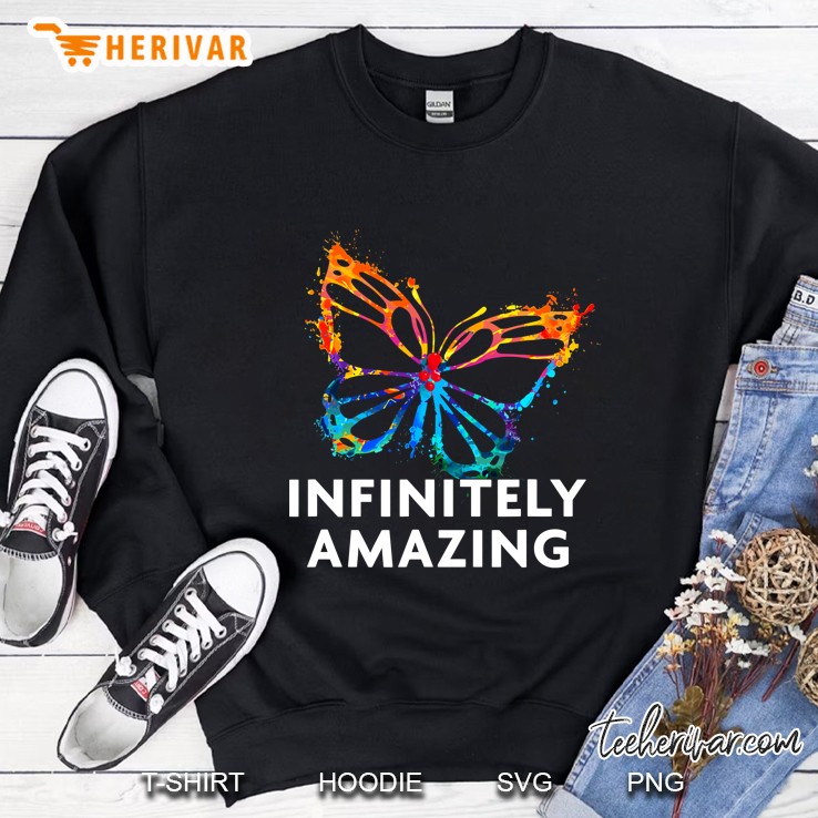 Red Instead Autism - Infinitely Amazing Butterfly Sweatshirt