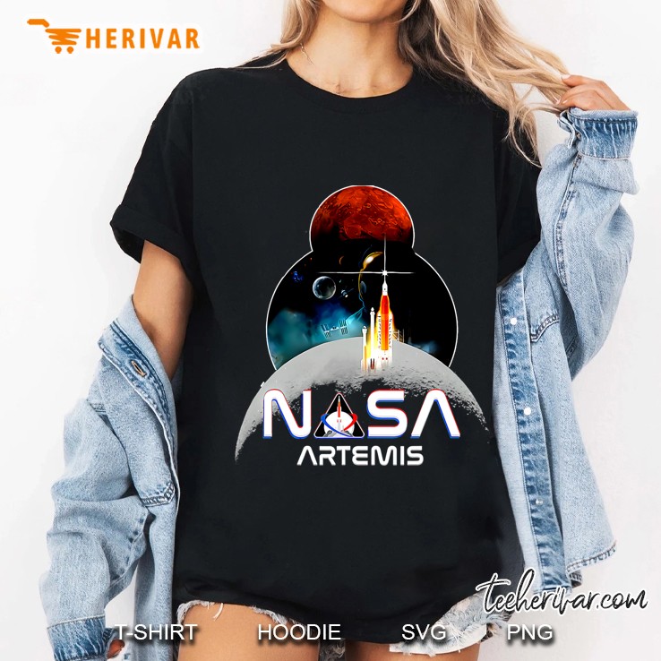 Artemis 1 Moon & Space Exploration Moon Base To Mars Ladies Tee