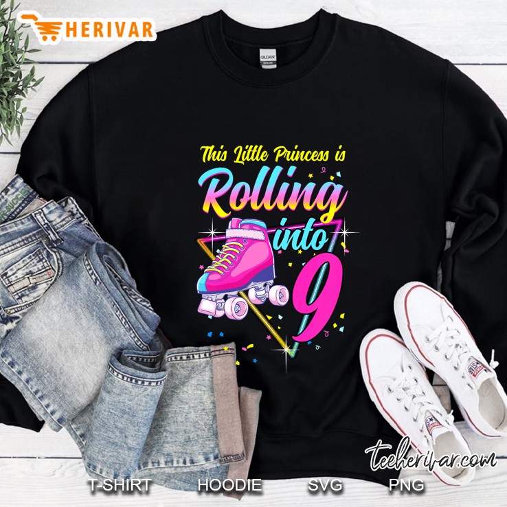 Kids Roller Skate 9 Years Old Girl Birthday Princess 9Th B-Day Sweatshirt