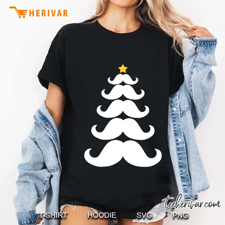 Mustache Christmas Tree Funny Christmas Moustache Ladies Tee