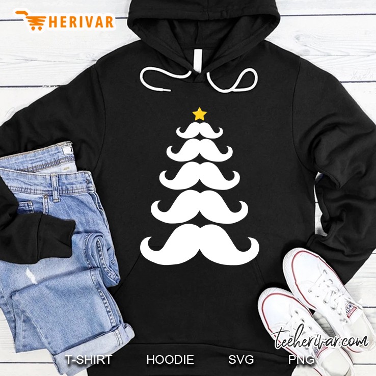 Mustache Christmas Tree Funny Christmas Moustache Hoodie