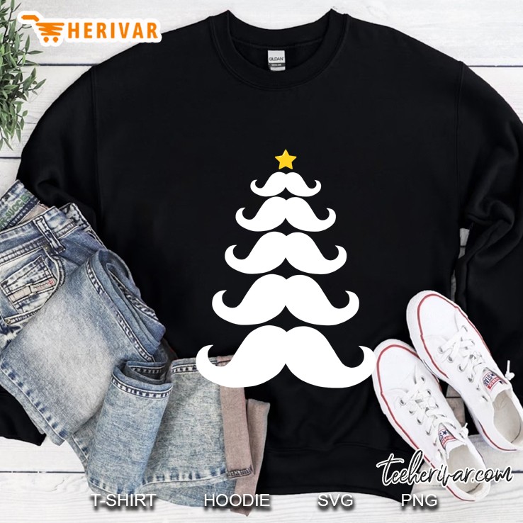 Mustache Christmas Tree Funny Christmas Moustache Sweatshirt