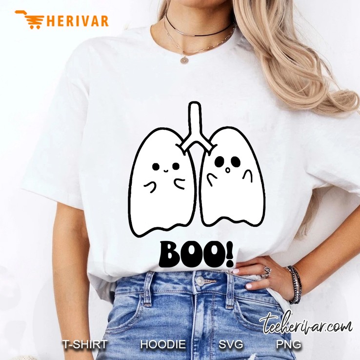 Funny Boo Lungs Ghost Halloween Respiratory Therapist Rt Ladies Tee