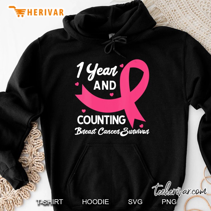 Breast Cancer Survivor Tee 1 Year Cancer Free Pink Survivor Hoodie
