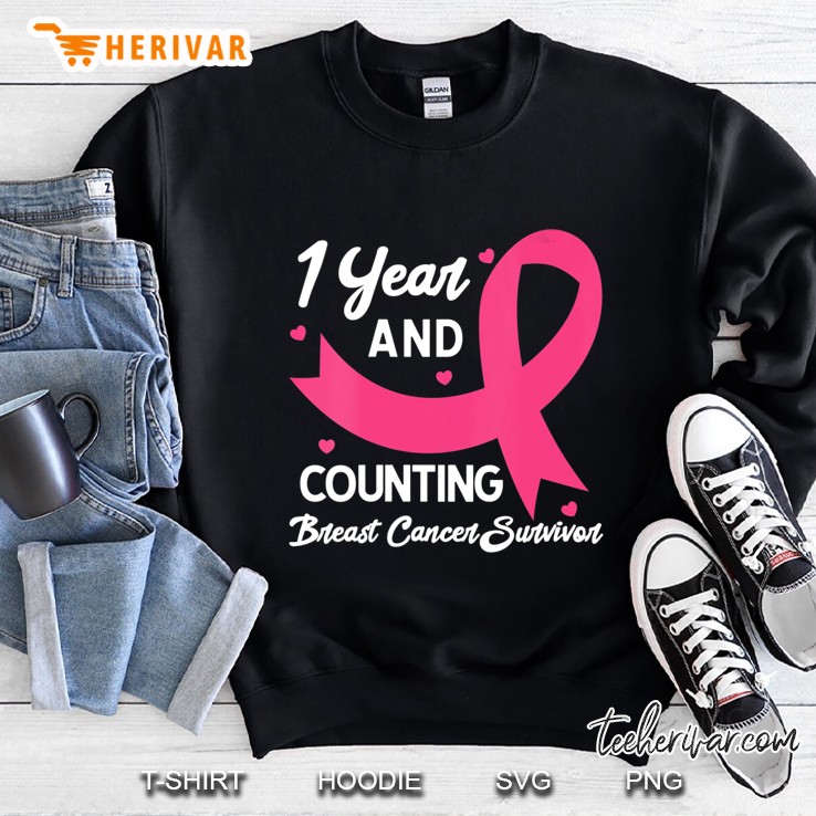 Breast Cancer Survivor Tee 1 Year Cancer Free Pink Survivor Sweatshirt