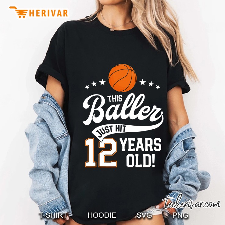 Basketball Birthday Shirt 12 Years Basketball Themed Party Ladies Tee