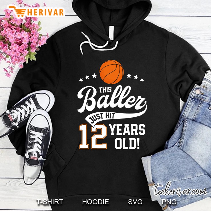 Basketball Birthday Shirt 12 Years Basketball Themed Party Hoodie
