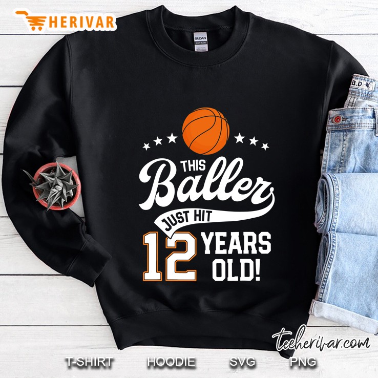 Basketball Birthday Shirt 12 Years Basketball Themed Party Sweatshirt