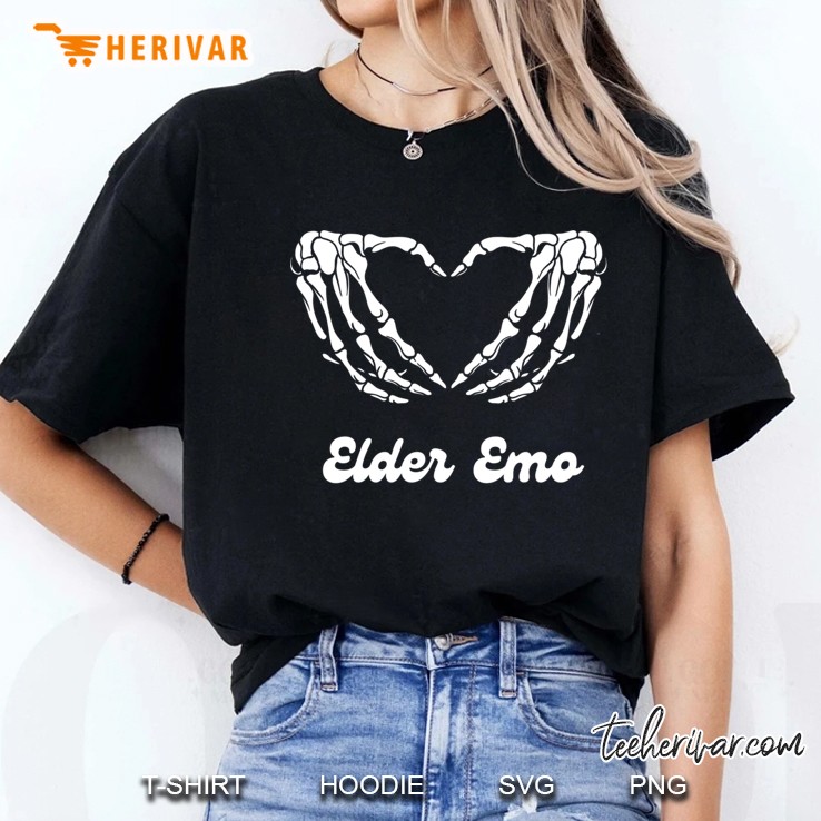 Elder Emo Funny Goth Pro Aging Gothic Skeleton Heart Cute Ladies Tee
