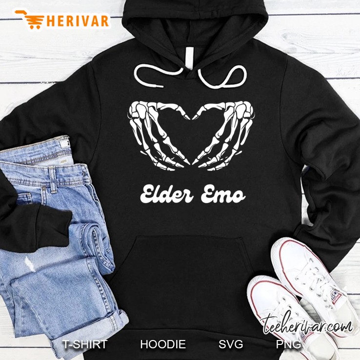 Elder Emo Funny Goth Pro Aging Gothic Skeleton Heart Cute Hoodie