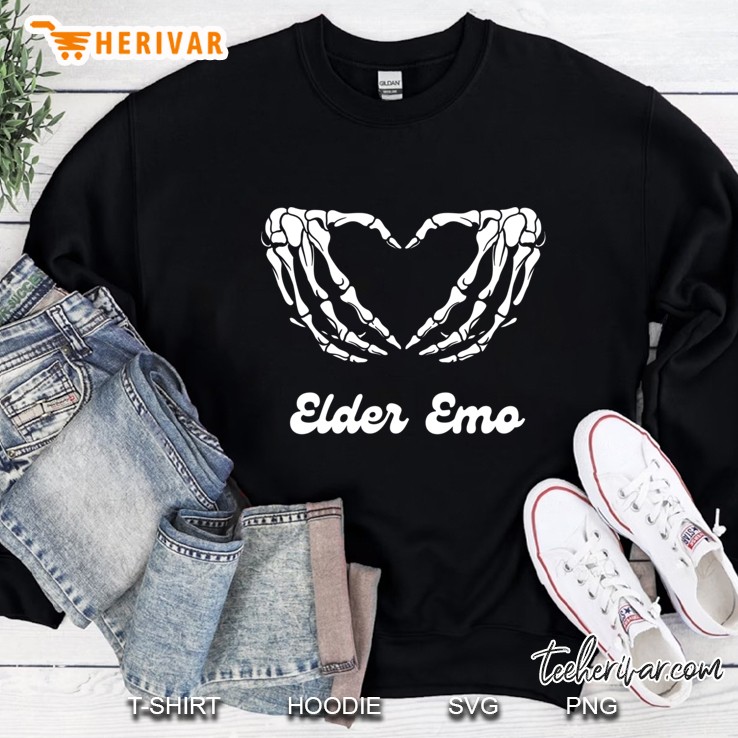 Elder Emo Funny Goth Pro Aging Gothic Skeleton Heart Cute Sweatshirt