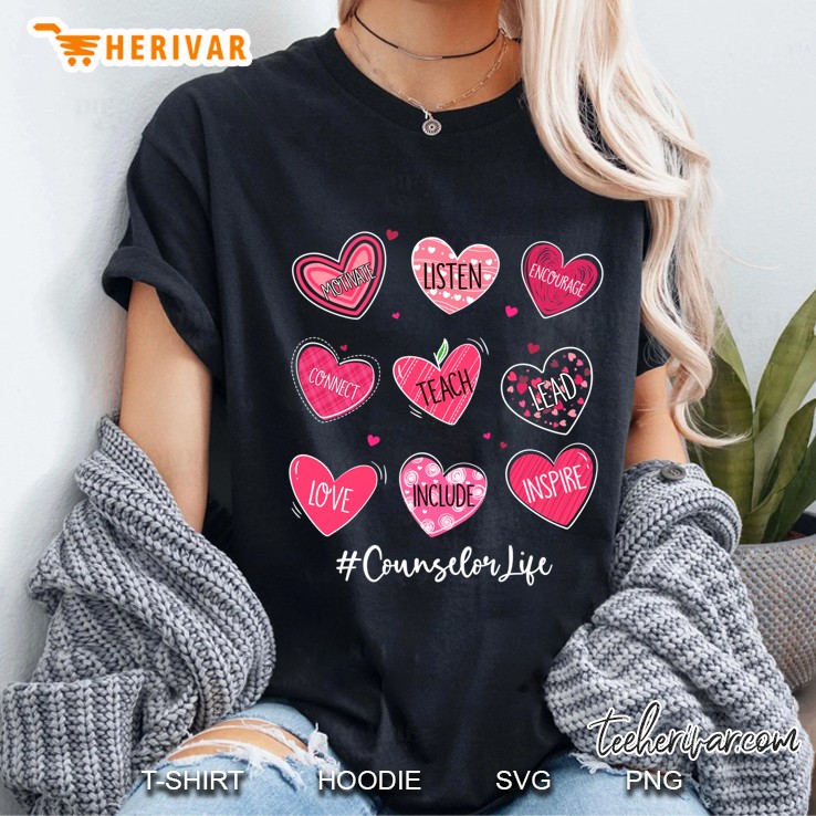 Funny Hearts Teach Love Inspire Counselor Life Valentine